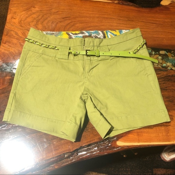NWOT Copper Key lime green belted shorts. - Picture 3 of 6
